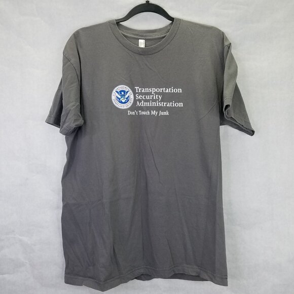 TSA T-shirt Mens L "Don't Touch My Junk" Unisex Jersey Short Sleeve Tee Grey USA - Picture 1 of 9